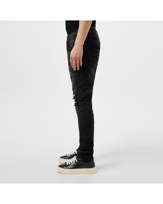 Purple Brand Black Mid Rise Distressed Jeans for men