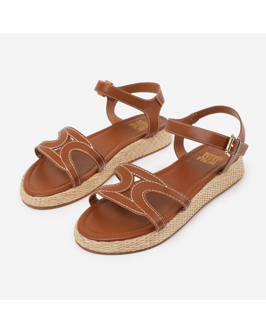 Where's That From Brown Pu Sofia Wide Fit Flatform S