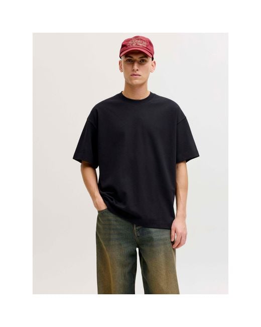 Jack & Jones Black Barron Short Sleeve O-Neck Oversized Fit T-Shirt for men