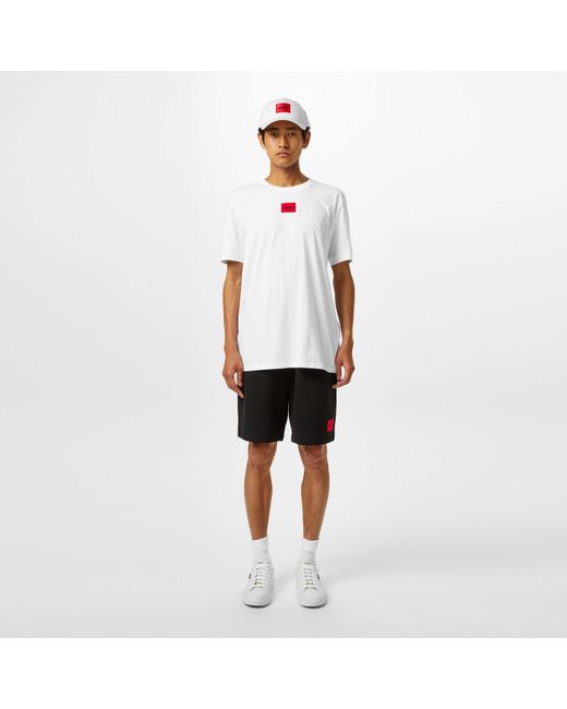 HUGO White Diragolino Contemporary T-Shirt With Logo Detail for men
