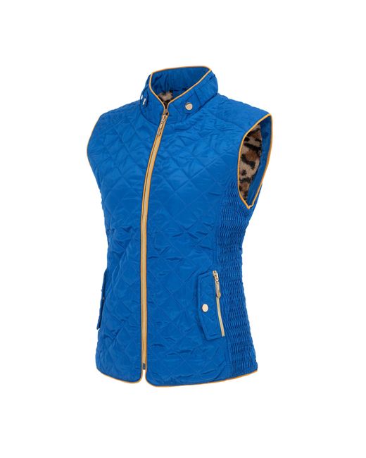 Miso Blue Stand Collar Full Zip Hip Length Gilet