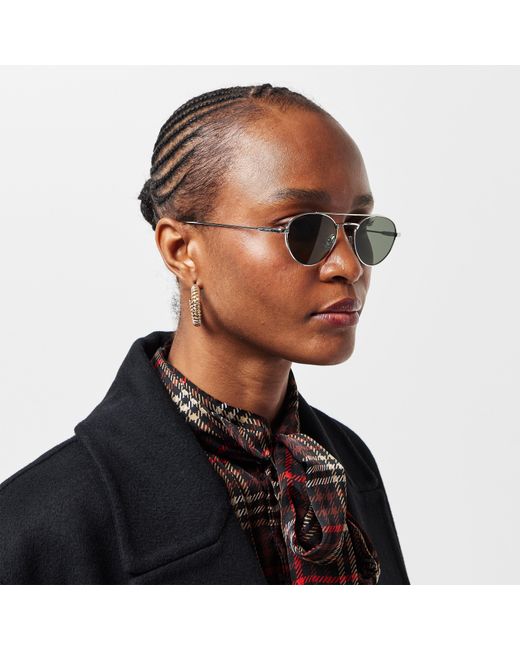 Saint Laurent White Ysl Round Sunglasses
