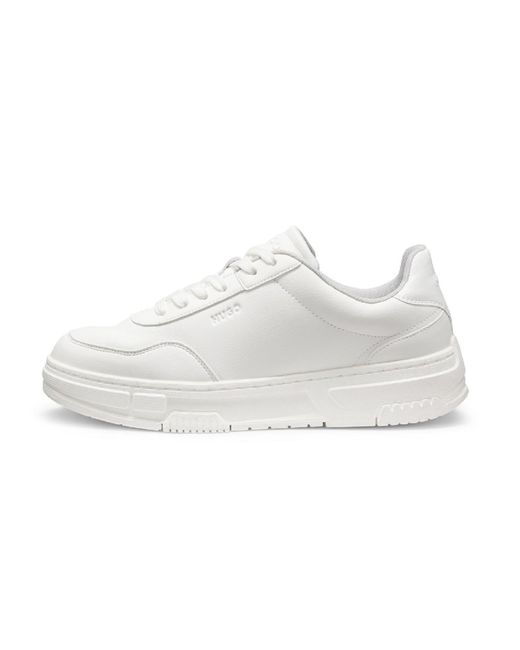 HUGO White Yarrow Tenn Low Top Lace-Up Sneakers for men