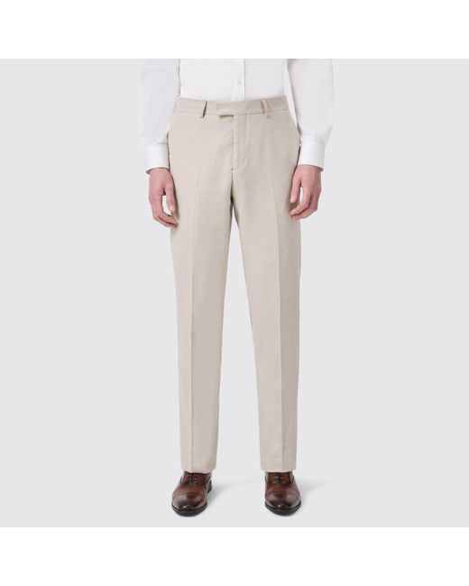Twisted Tailor Natural Sion Slim Fit Herringbone Trouser for men