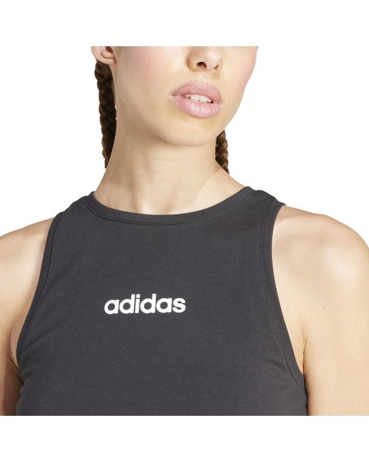 Adidas Black Essentials Linear Slim Cotton Tank Top