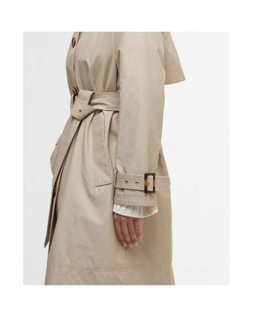Barbour Natural Maia Showerproof Cotton Long Sleeve Trench Coat