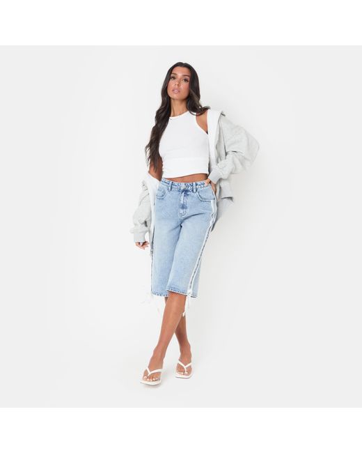 I Saw It First Blue Relaxed Fit Knee Length Denim Jorts
