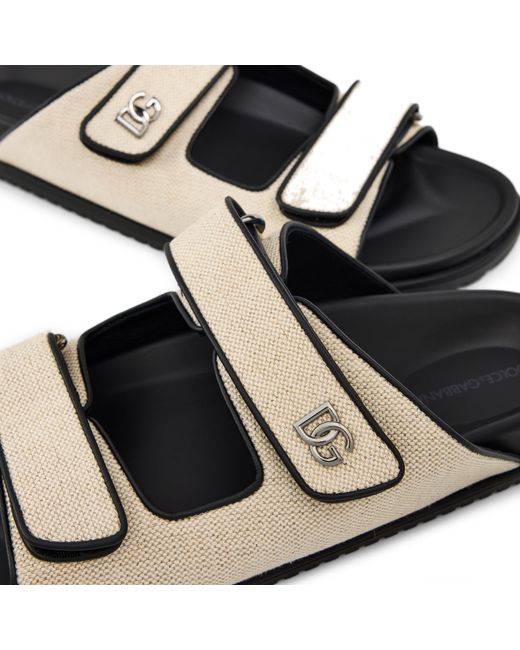 Dolce & Gabbana Natural Canvas Slip-On Flat Sandals for men