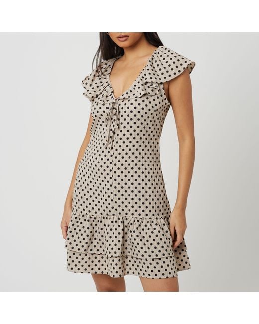 Brave Soul Multicolor Bs Mini Polka Dot Dress With Frill Detail