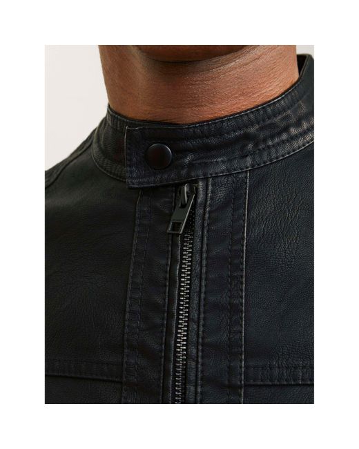 Jack & Jones Black Warner Faux Leather Jacket for men