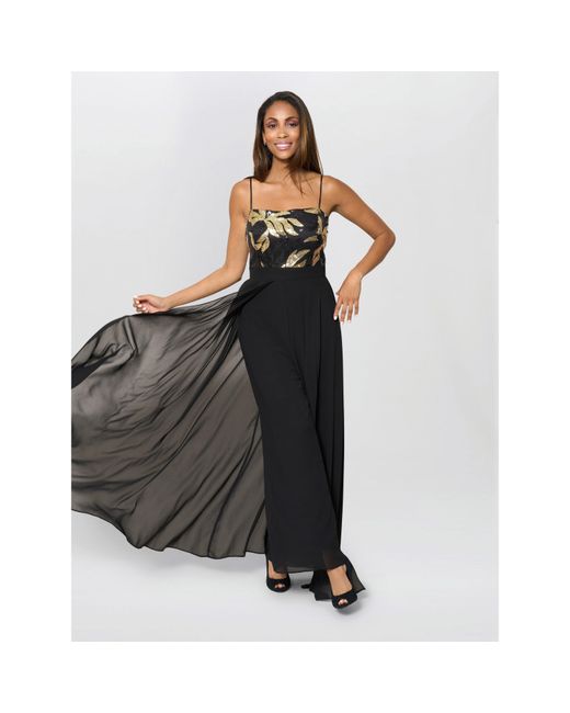 Gina Bacconi Black Fannie And Chiffon Jumpsuit