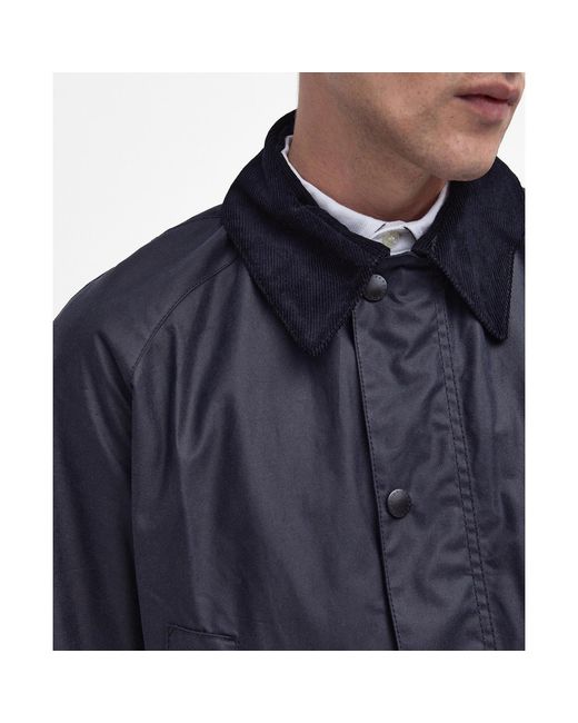 Barbour Blue Ashby Water Resistant Windproof Long Sleeve Wax Jacket for men