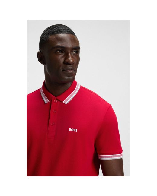 Boss Red Paddy Polo Shirt With Contrast Tipping for men