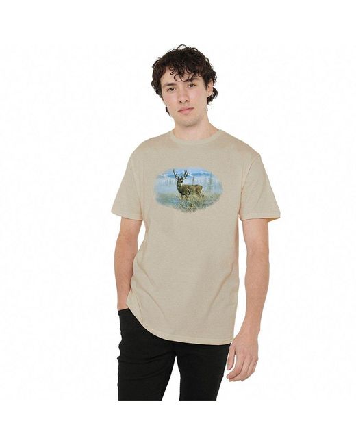 Other Natural Wildlife Out Of The Mist Mule Deer T Shirt Sand for men
