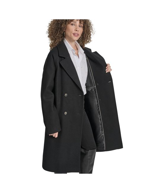 DKNY Black Wrap Overcoat
