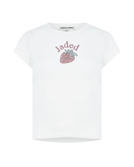 Jaded London White Lucia Diamante Baby Tee
