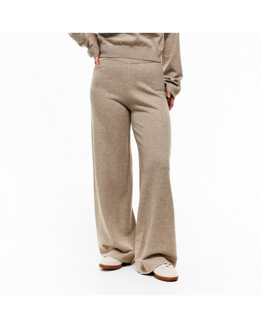 The Couture Club Natural Knitted Panel Trousers