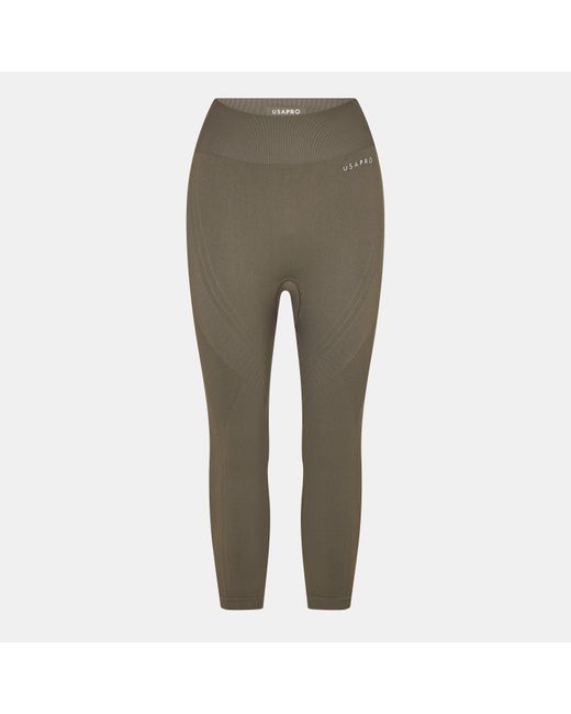 Usa Pro Green Seamless Capri Cropped Leggings