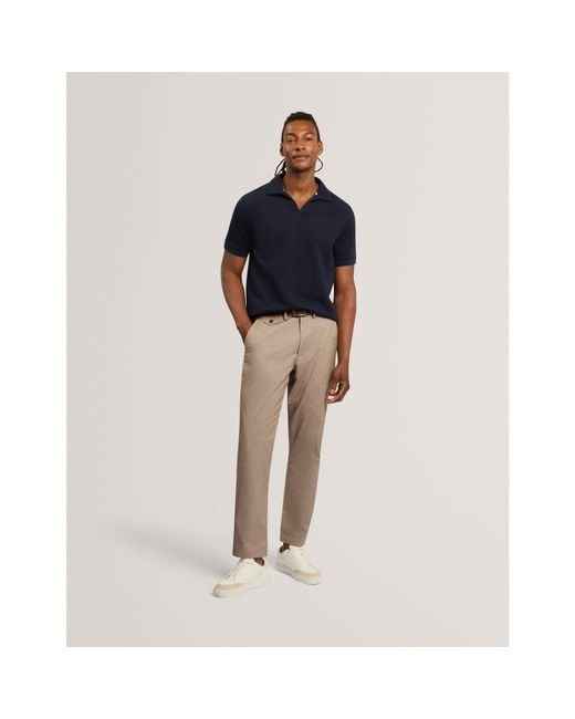 Ted Baker Blue Ted Ss Waffle Polo Sn64 for men
