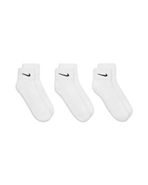 Nike White Three Pack Quarter Socks for men