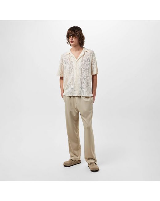 Represent White Rep All Over Crochet Cotton Short Sleeve Shirt for men
