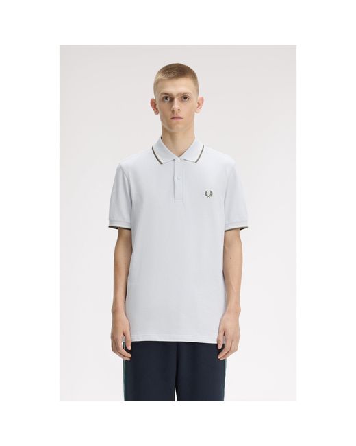 Fred Perry White Short Sleeve Twin Tipped Polo Shirt for men