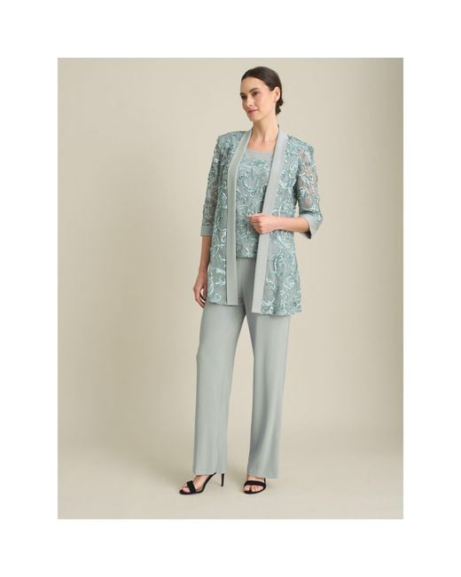 Gina Bacconi Blue Joelle Embroidered 2 Piece Trouser Suit