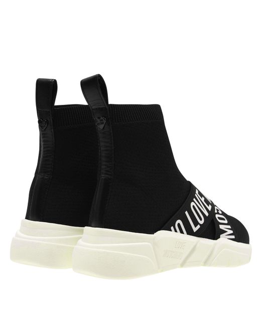 Love Moschino Black Strap Sock Runners