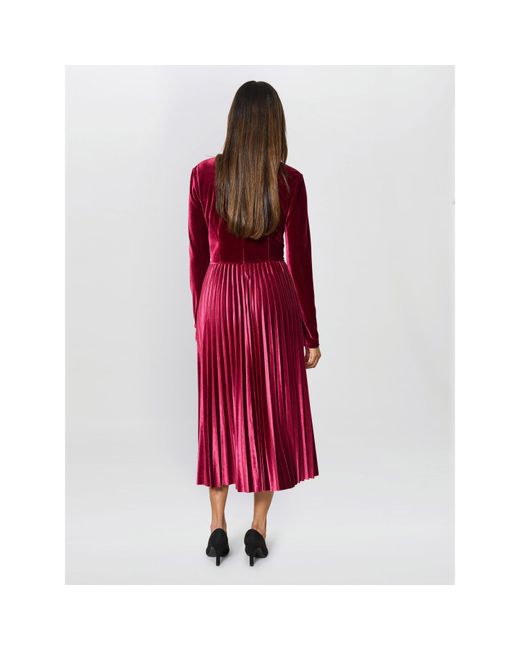 Gina Bacconi Red Tillie Pleated Velvet Dress