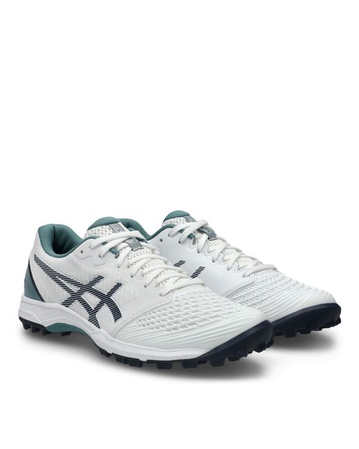 Asics White Field Astro Hockey Shoes for men