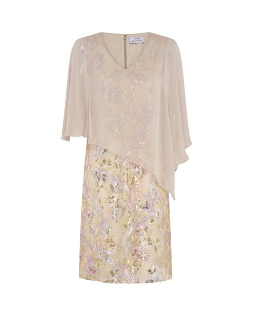 Gina Bacconi Natural Monroe Short Embroidered Dress