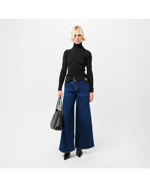 Calvin Klein Black Roll Neck Knitted Top