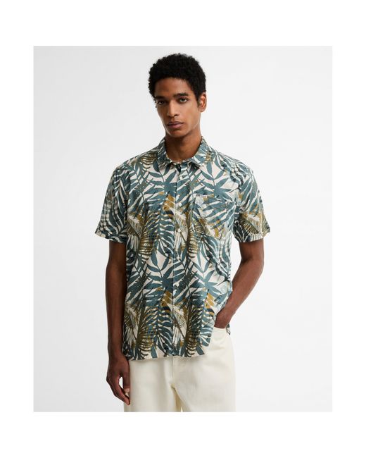 Barbour Green Patterned Short Sleeve Shirt for men