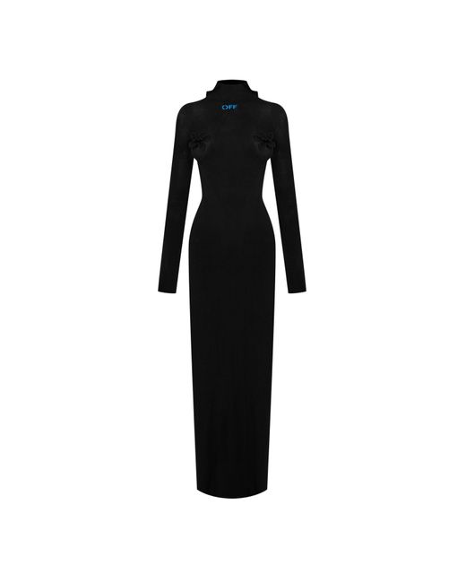Off-White c/o Virgil Abloh Black Embroidered Floral Long Sleeve Maxi Dress