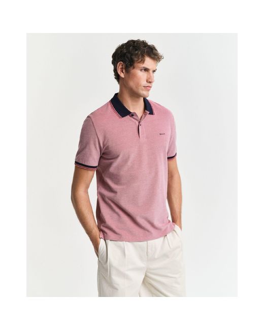 Gant Purple 4-Colour Short Sleeved Oxford Pique Polo Shirt for men