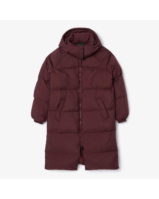 Lacoste Purple Long Oversized Down Jacket