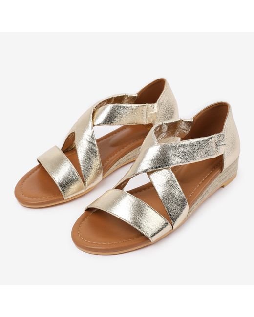 Where's That From Brown Mettalic Hummingbird Low Wedge Shoes