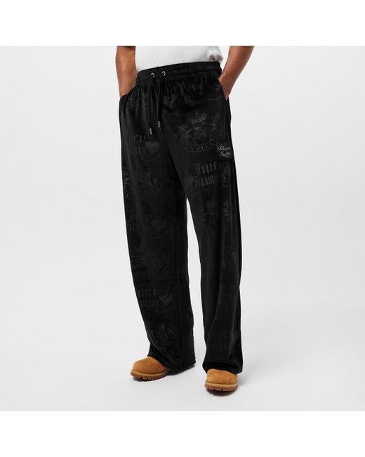 Pleasures Black X Juicy Couture Crest Velour Track Pants for men