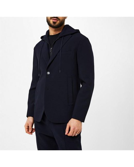 Emporio Armani Blue 2 In 1 Hood Blazer Jacket Sn34 for men