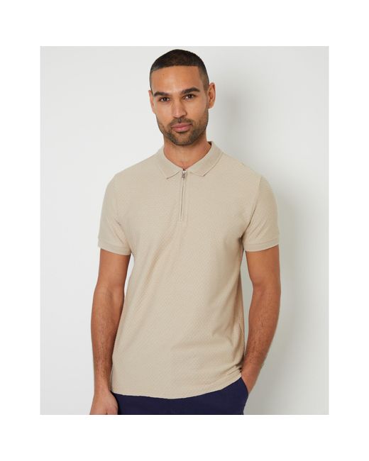 Threadbare Natural Westbank Short-Sleeve Polo Shirt for men