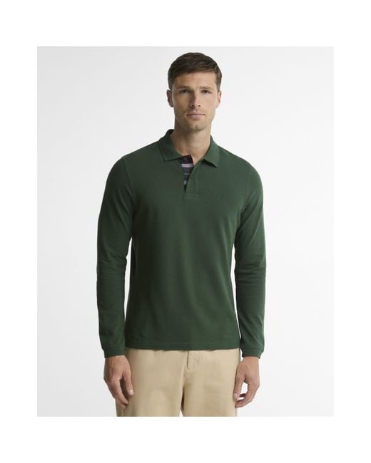 Barbour Green Essentials Long Sleeve Polo Shirt for men