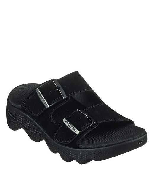 Skechers Black Go Walk Massage Fit Sandal Flat Sandals