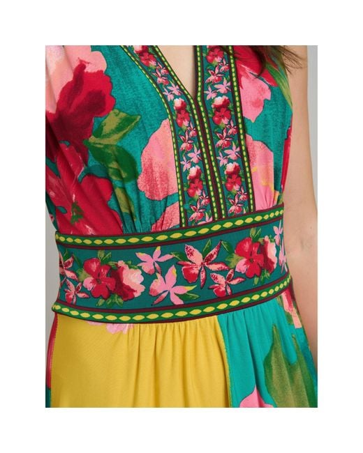 Gina Bacconi Red Marta V Neck Sleeveless Maxi Dress