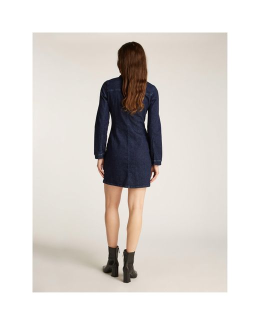 Calvin Klein Blue Darted Lean Shirt Denim Dress