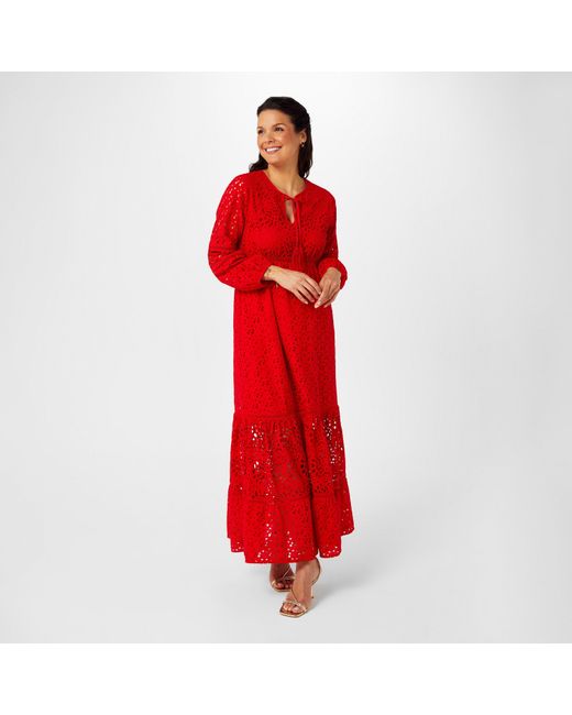 Biba Red Broderie Dress