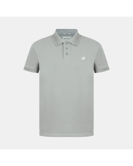 Jack Wills Gray Fine Pique Cotton Short Sleeve Polo Shirt for men