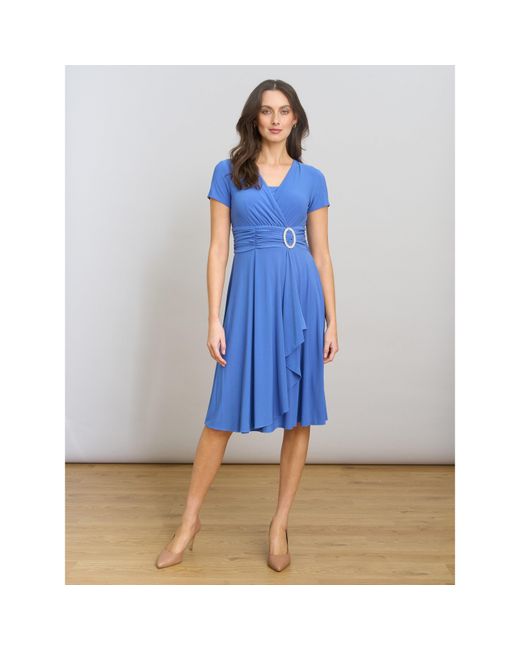 Gina Bacconi Blue Deborah Jersey Dress With Diamonte Trim