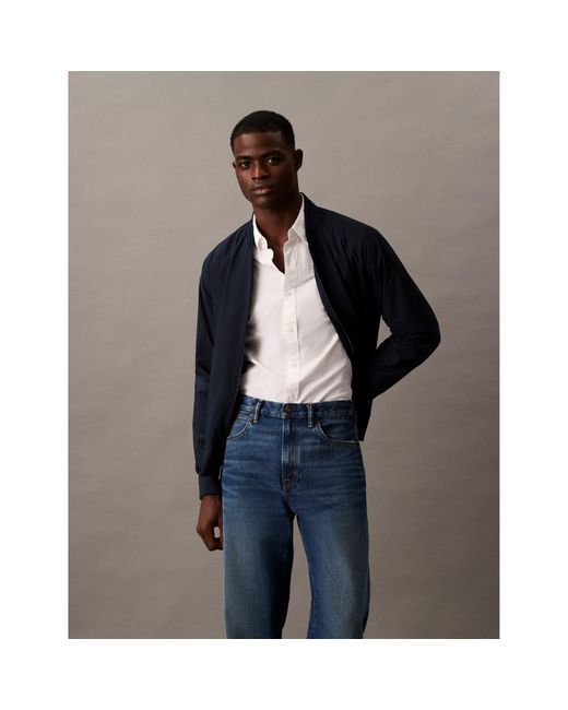Calvin Klein Blue Matte Long Sleeve Bomber Jacket for men