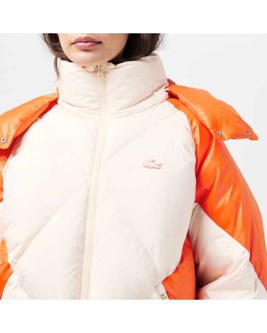 Lacoste Orange Quilted Thermal Puffer Jacket