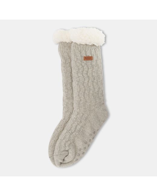 Barbour Gray Cable Knit Lounge Socks